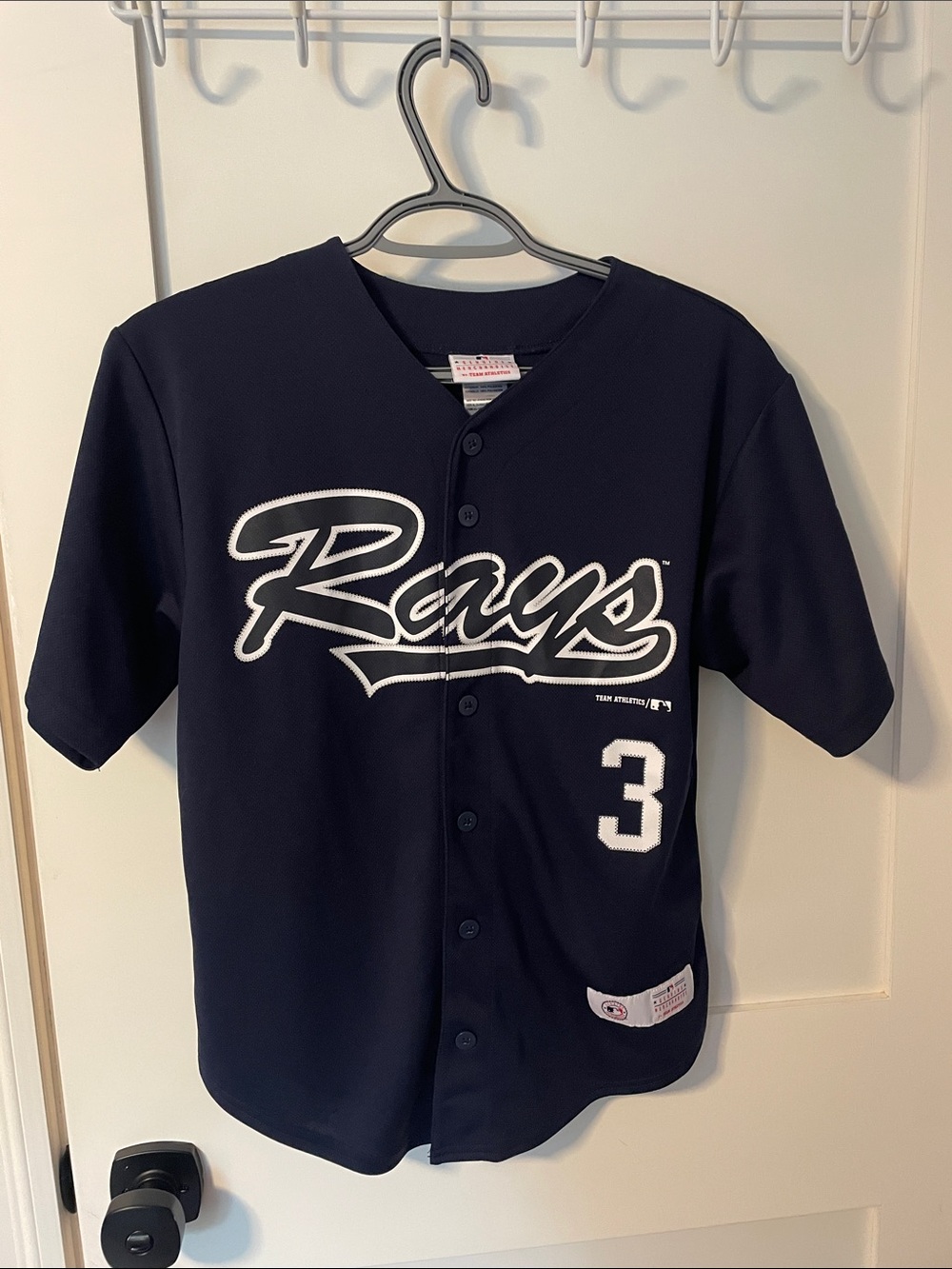 Vintage Rays Navy Kids' Button-Front Baseball Jersey - Navy, #3